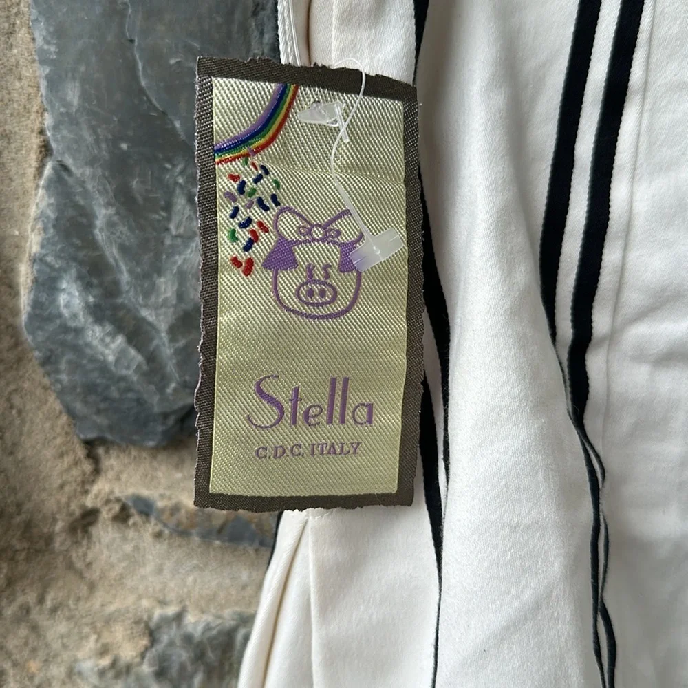 NWT Stella Women's Size 8 Beige Striped Origami Shorts Button Closure